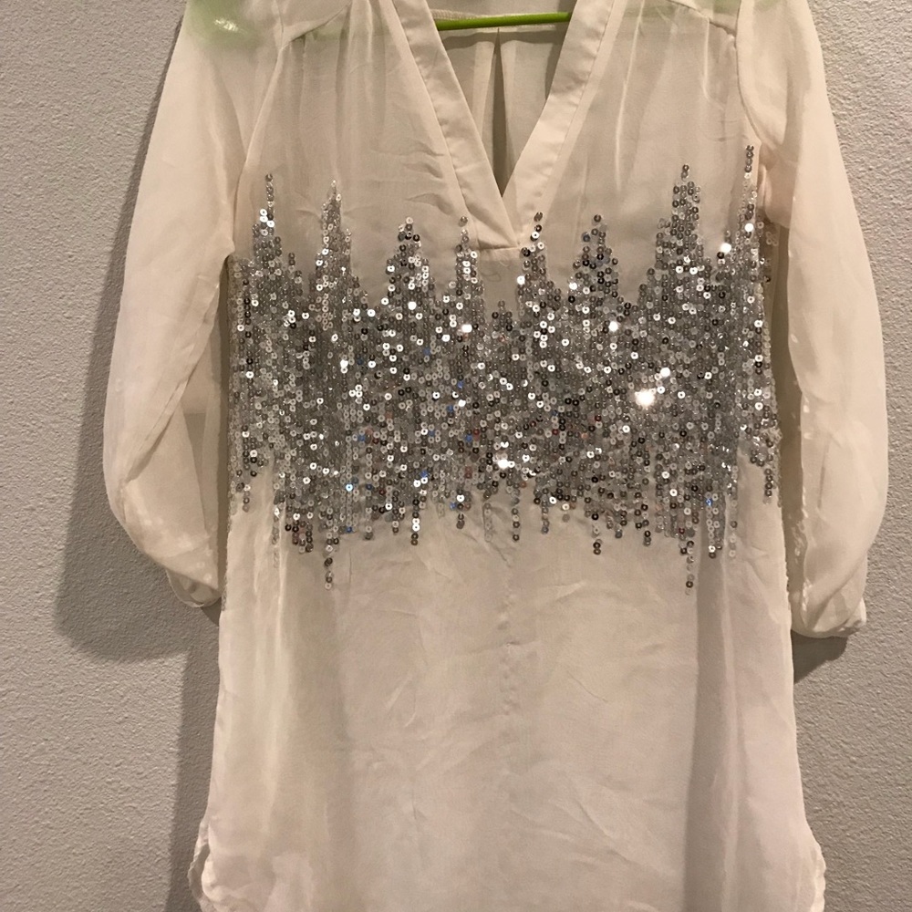 Sheer silver sequins Blouse